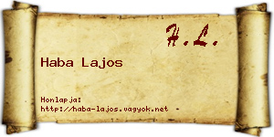 Haba Lajos névjegykártya
